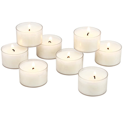 96 Pack Unscented Long Burning Clear Cup Tealight Candles with 8 Hour Burn Time