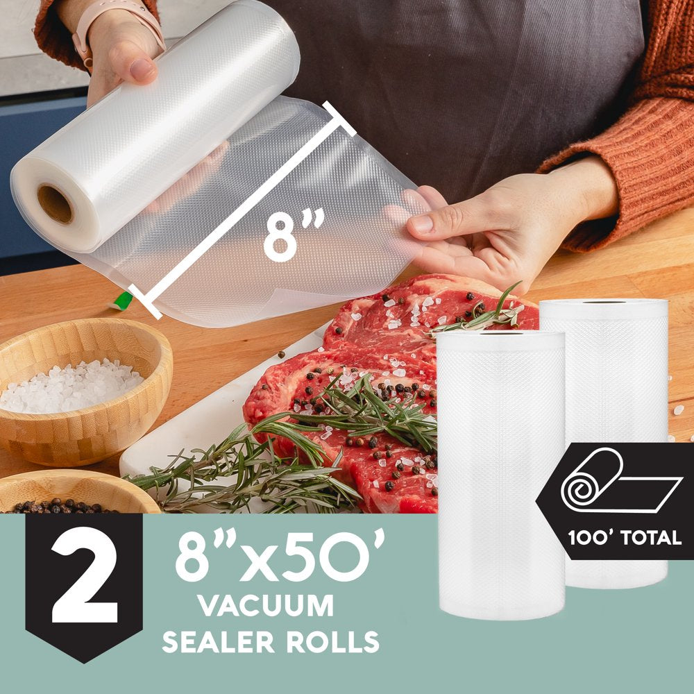 2 Pack 8" X 50' Vacuum Sealer Bags, BPA Free Food Saver Bags