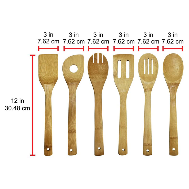6 Piece Oceanstar Bamboo Cooking Utensil Set With Holes For Hanging