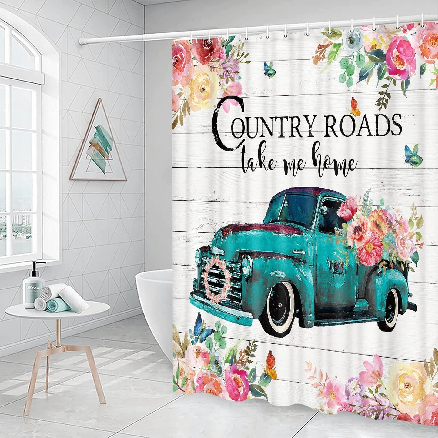 Vintage Turquoise Farm Truck Bathroom Accessory Set