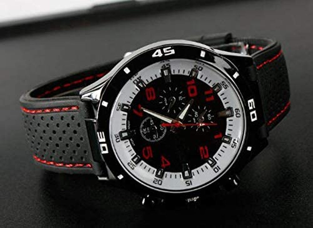 Men's GT Racer Sport Watch Military Pilot Aviator Army Style Black Silicone Mens Watch