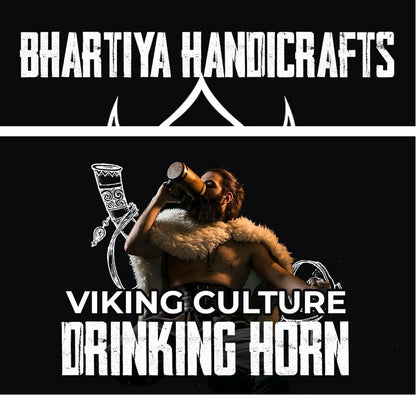 Viking Drinking Horn Mug | Handmade Drinking Horn with Mjolnir Engraved Tankard | Food Safe Medieval Game of Thrones Horn | For Hot & Cold Drink (1 Piece)