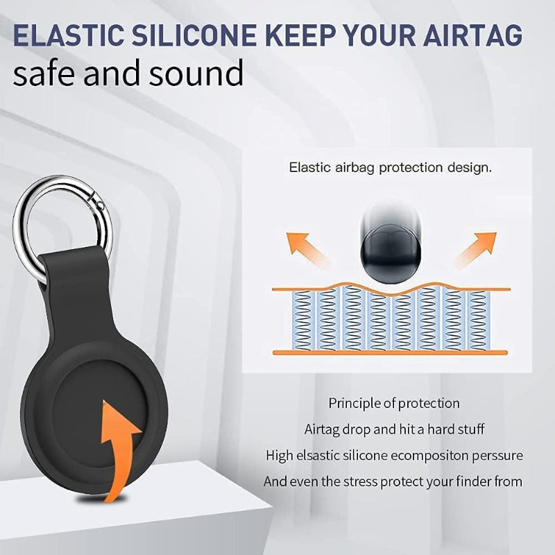 4 Pack Air Tag Keychain for Apple Air Tag, Silicone Airtag Protective Tracker Cover with Loop Key Ring