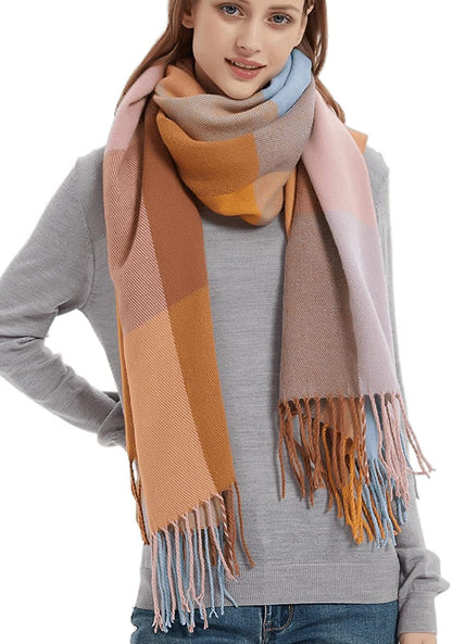  Women's Plaid Warm Shawl Scarf 