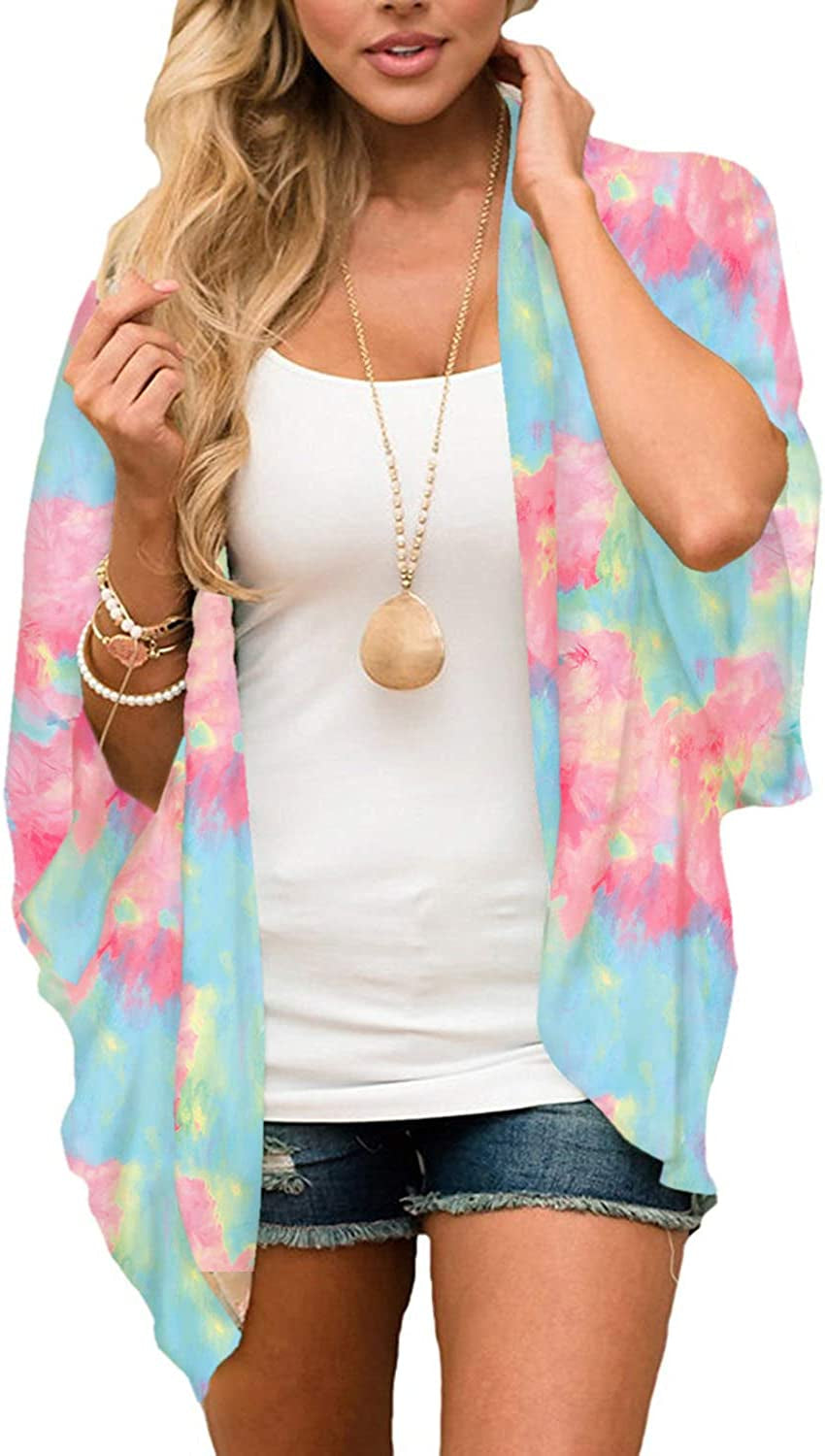  Women's Flowy Summer Chiffon Kimono Cardigans Tops Boho Floral Beach Cover Ups Casual Loose Shirts