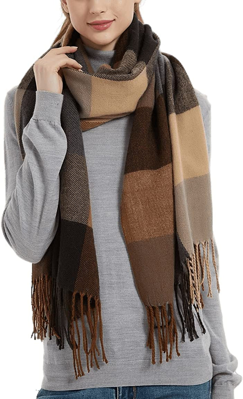 Women's Plaid Warm Shawl Scarf 