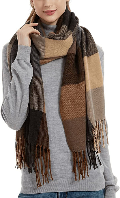  Women's Plaid Warm Shawl Scarf 