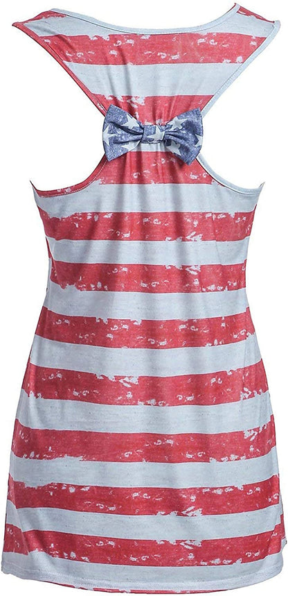 Womens Patriotic American Flag Print Summer Sexy Sleeveless T-Shirts Tank Top