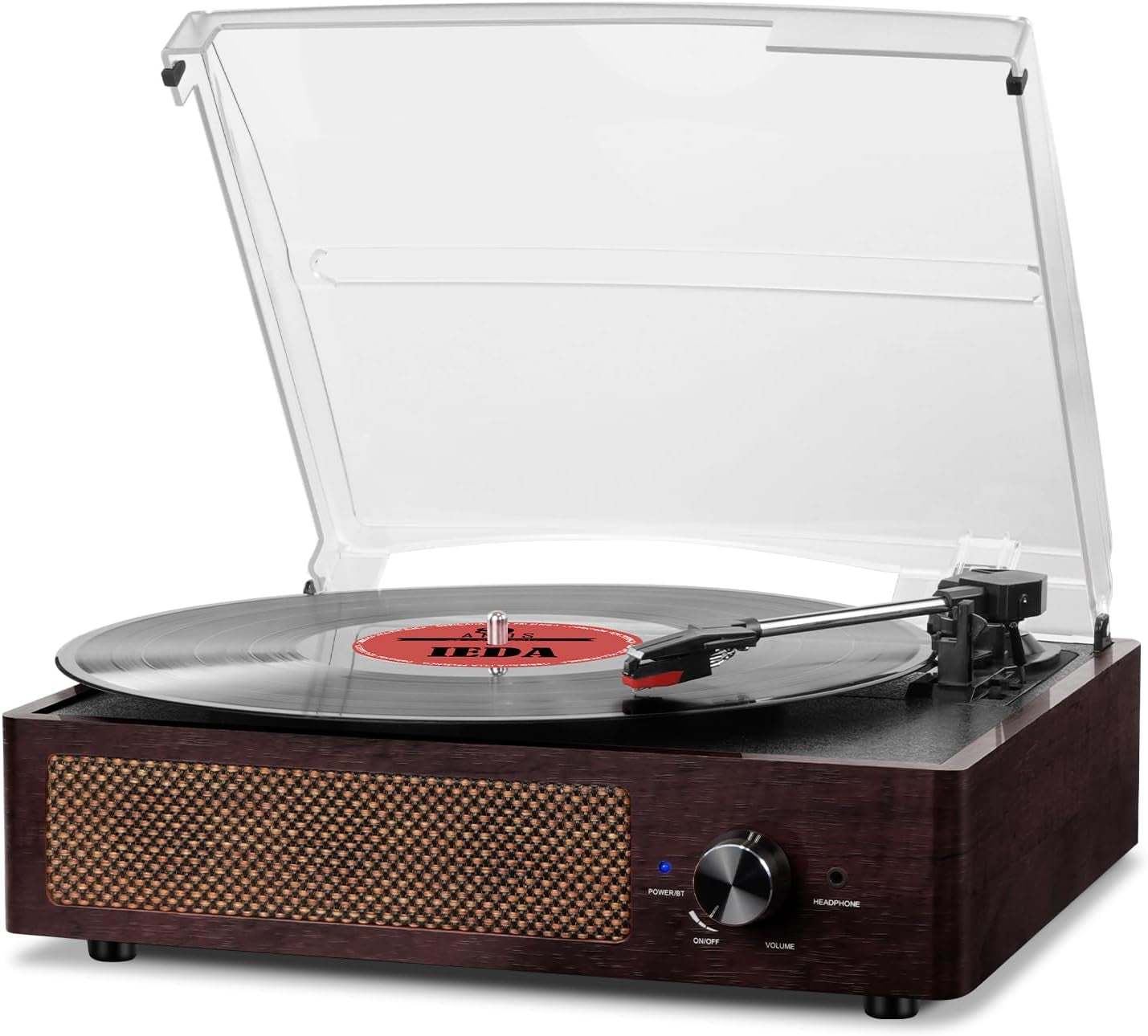 Vinyl Record Player Vintage Turntable for Vinyl Records with Speakers Belt-Driven Turntables Supports 3-Speeds, Bluetooth Wireless Playback