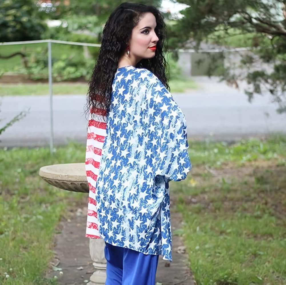 Women's American Flag Kimono  Cover Up Lightweight 