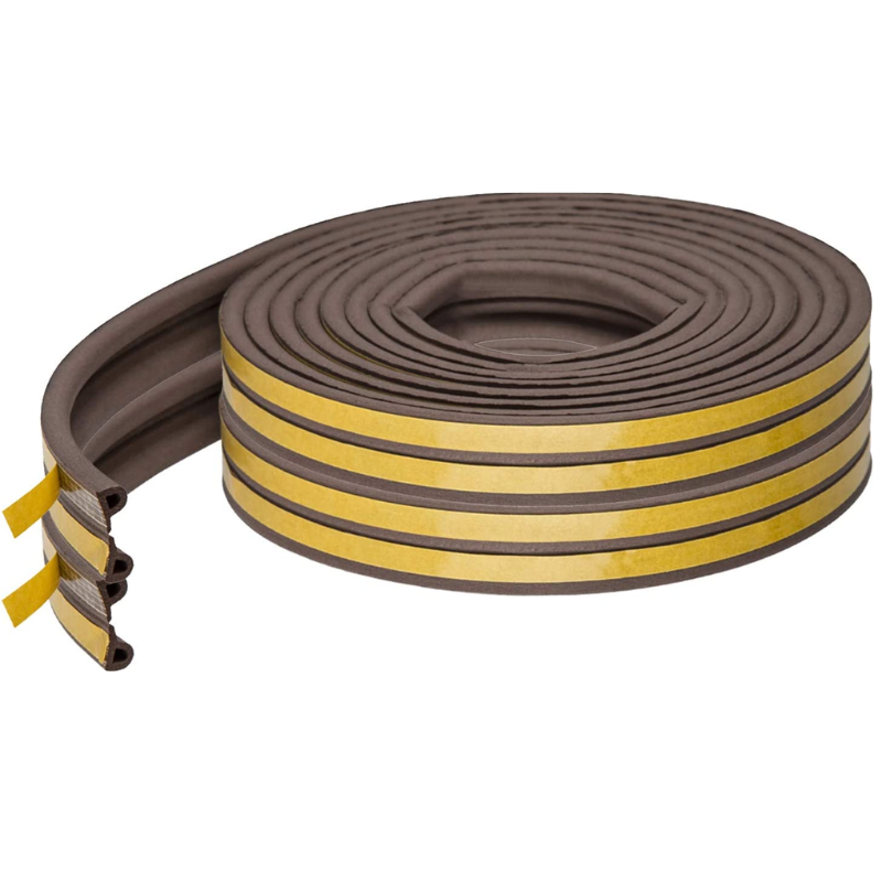 Weather Stripping Door & Window Seal Strip, Self Adhesive with Double D-Shaped Section Profile, 2 Rolls of 2 Strips, 8ft Each, Total 32ft