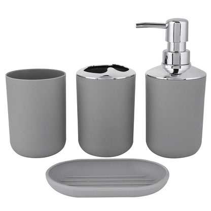  4 Piece Bathroom Accessory Set with Soap Dispenser Pump, Toothbrush Holder, Tumbler and Soap Dish