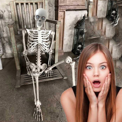 27.5" Halloween Skeleton Halloween Decorations, Haunted House Props for Front Lawn, Graveyard Decorations, Lifelike Skeleton Model, Indoor/Outdoor Spooky Scene Party Favors on Clearance