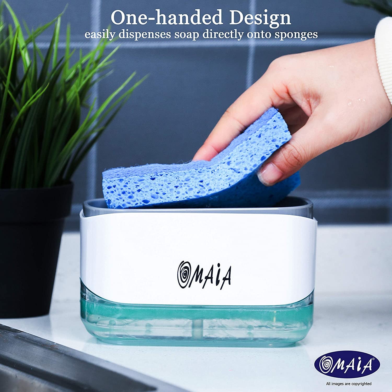 2-in-1 Kitchen Soap Dispenser with Sponge Holder 