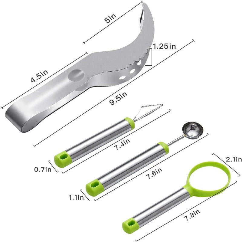 4 Pcs Fruit Carving Tools Knife, Melon Baller Scoop, Stainless Steel Fruit Corer Cutter Kit