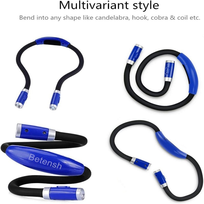 Rechargeable LED Book Light, Neck Hug, Hands-Free,  Super Flexible, 3 Adjustable Brightness Levels
