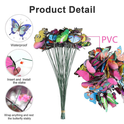 50 Pcs Garden Butterfly Stakes