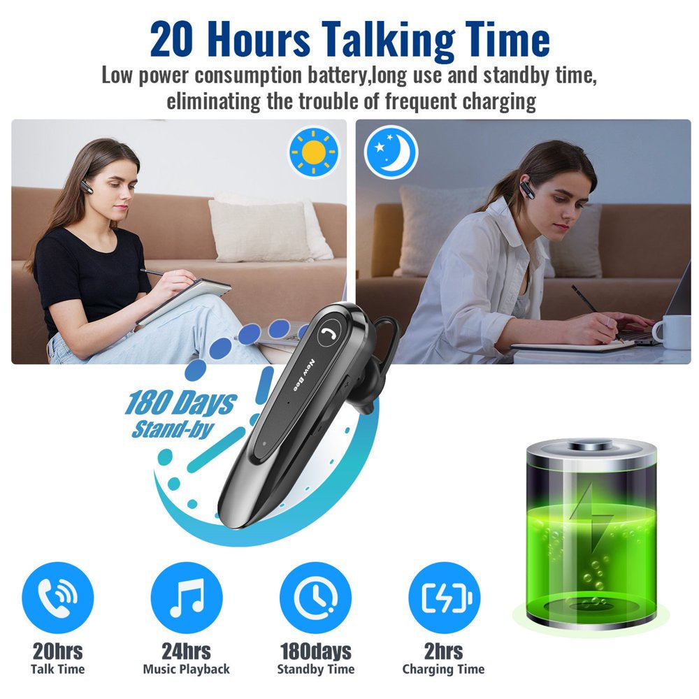 Bluetooth Headset W/Mic Wireless Earpiece In-Ear Business Earbuds for IOS Android Cellphone