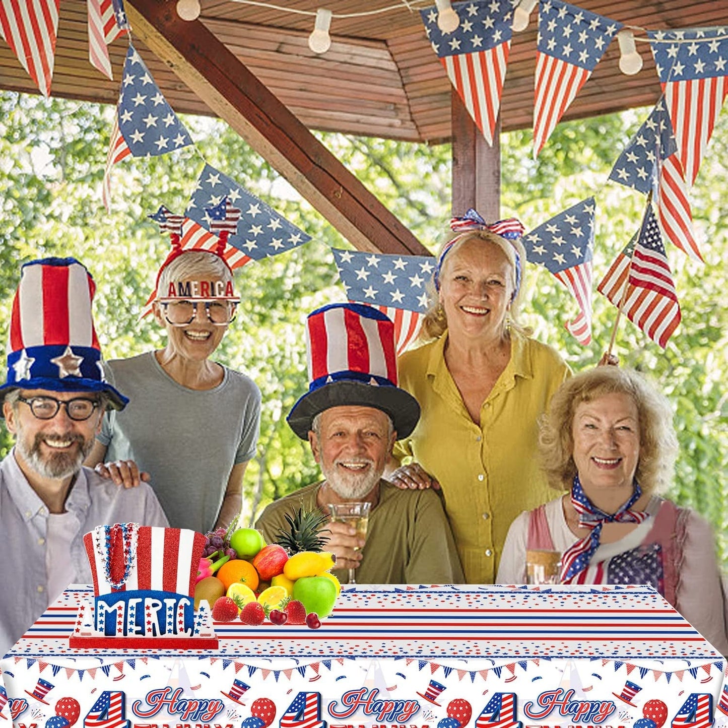  Patriotic Tablecloth, 2 Pack American Flag Tablecloths Disposable 4th of July Tablecloth, Independence Day Table Cover Fourth of July Table Cloth Patriotic Decorations Party Supplies, 54" x 108"