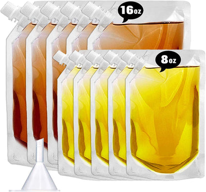 Flasks Set for Liquor Cruise Kit,Rum Runner Plastic Liquor Bags to Sneak Alcohol,Juice Travel Plastic Bags Drink Bags for Travel Outdoor Sports, Concerts, Events（8oz X 10）