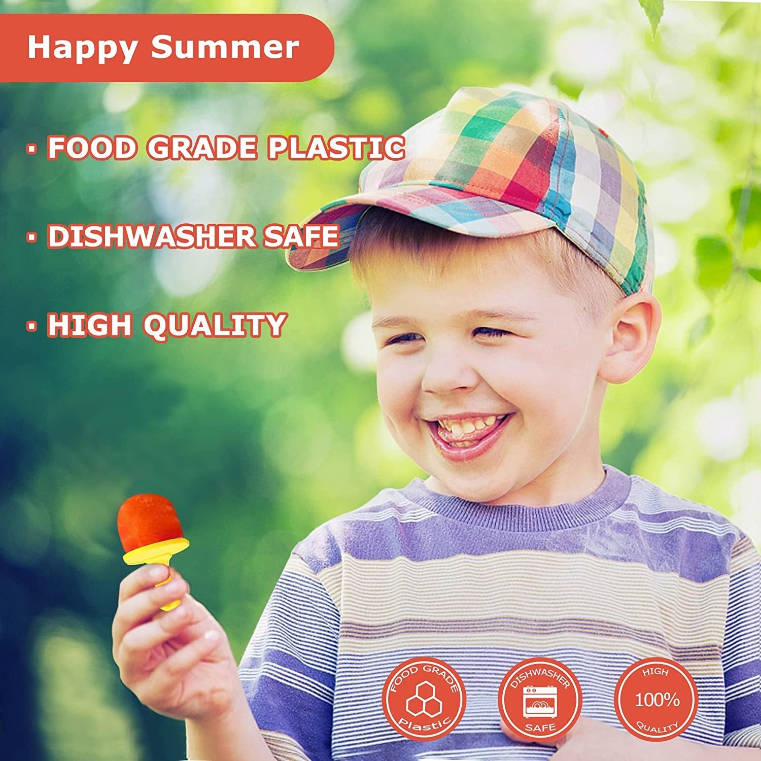  Holders for Kids Drip Free Ice Cream Sticks for Ice Pop Molds Colorful Craft Stick (7 PCS)