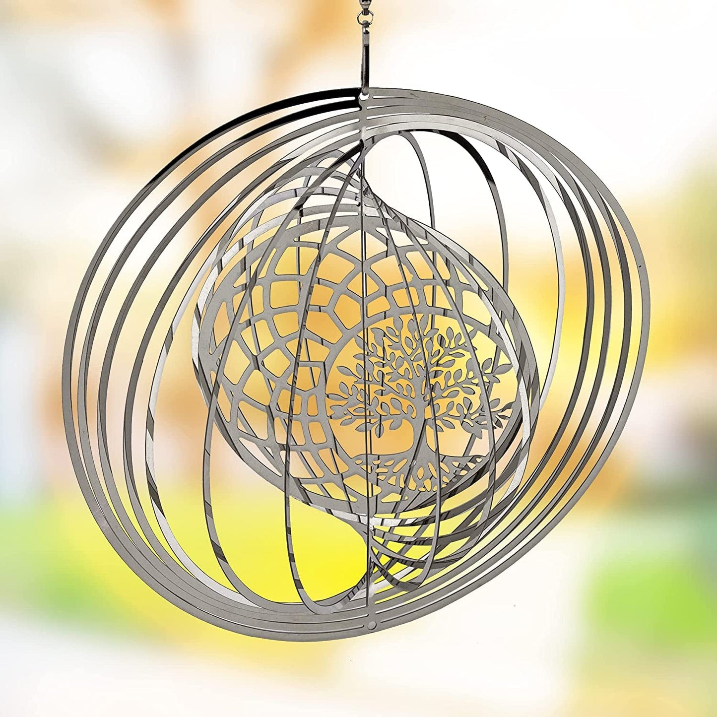 Kinetic Wind Spinner for Yard and Garden Wind Spinner Outdoor Metal Large Hanging Plantary Decor 3D Garden Art Wind Sculpture Spinners Kinetic Art Garden Decorations