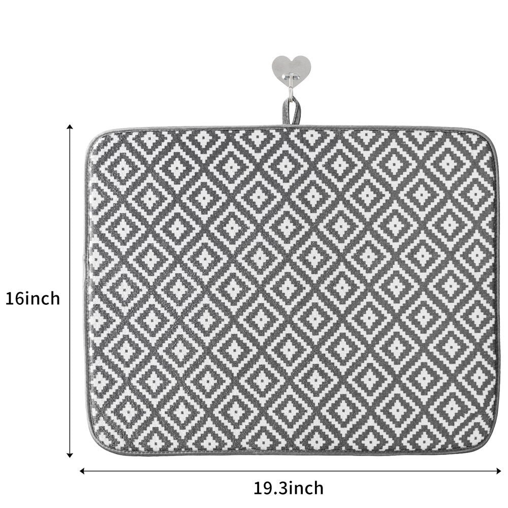  2 Pack, Absorbent Microfiber Dishes Drainer Mats 19.2 X 15.8 Inch