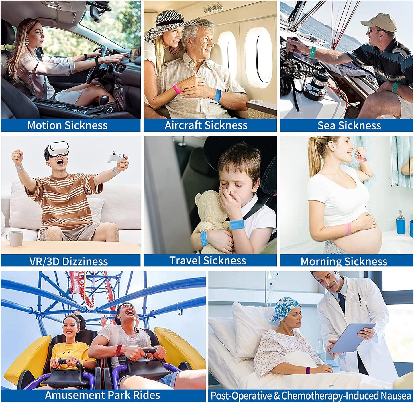 Motion Sickness Bands(Car, Sea, Flying Travel Sickness)