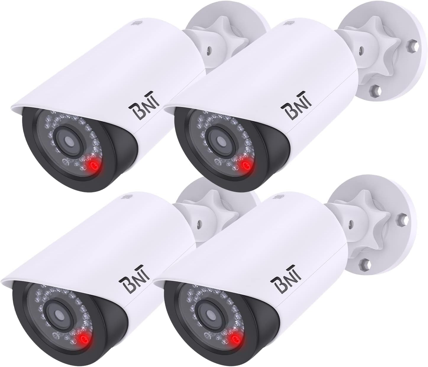 2 Pack Dummy Fake Security Camera with One Red LED Light at Night