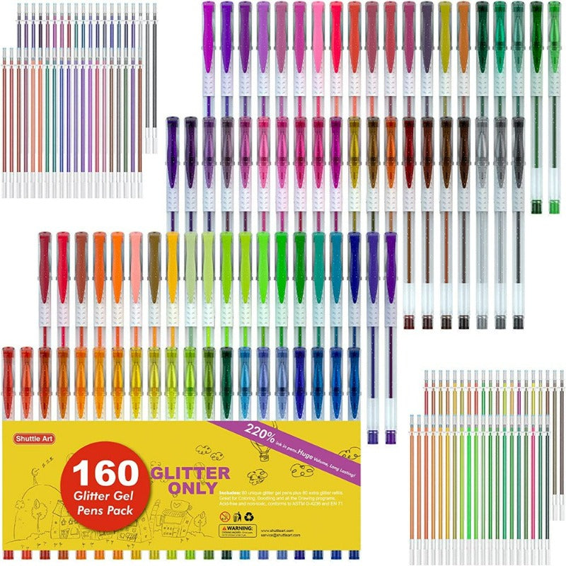 160 Pack Glitter Gel Pens Set