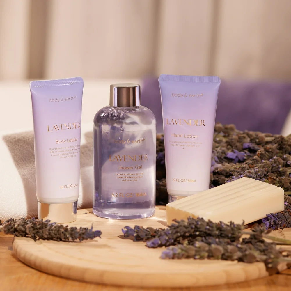 6 Pcs Lavender Relaxing Bath and Body Set