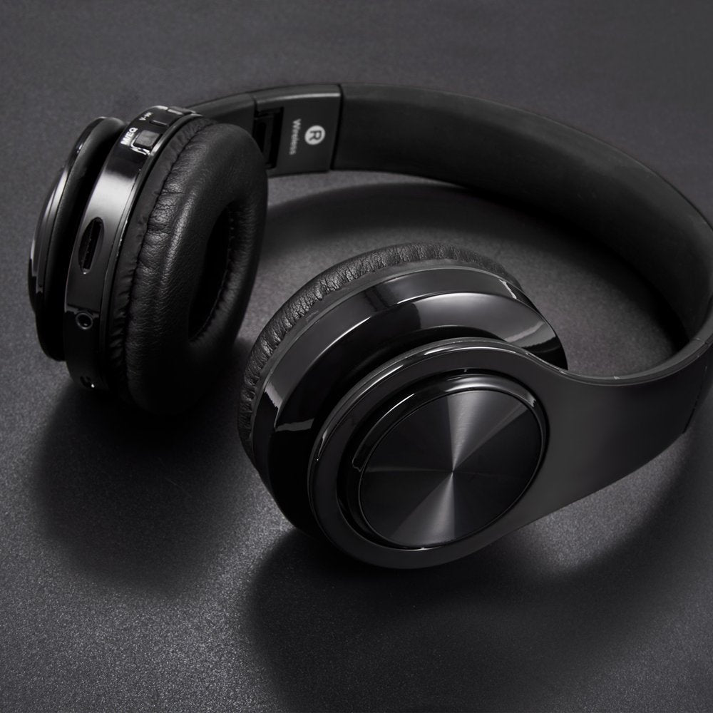 Bluetooth Over-Ear Headphones, Hi-Fi Stereo Wireless Foldable Headset with Soft Memory-Protein Earmuffs, Built-In Mic