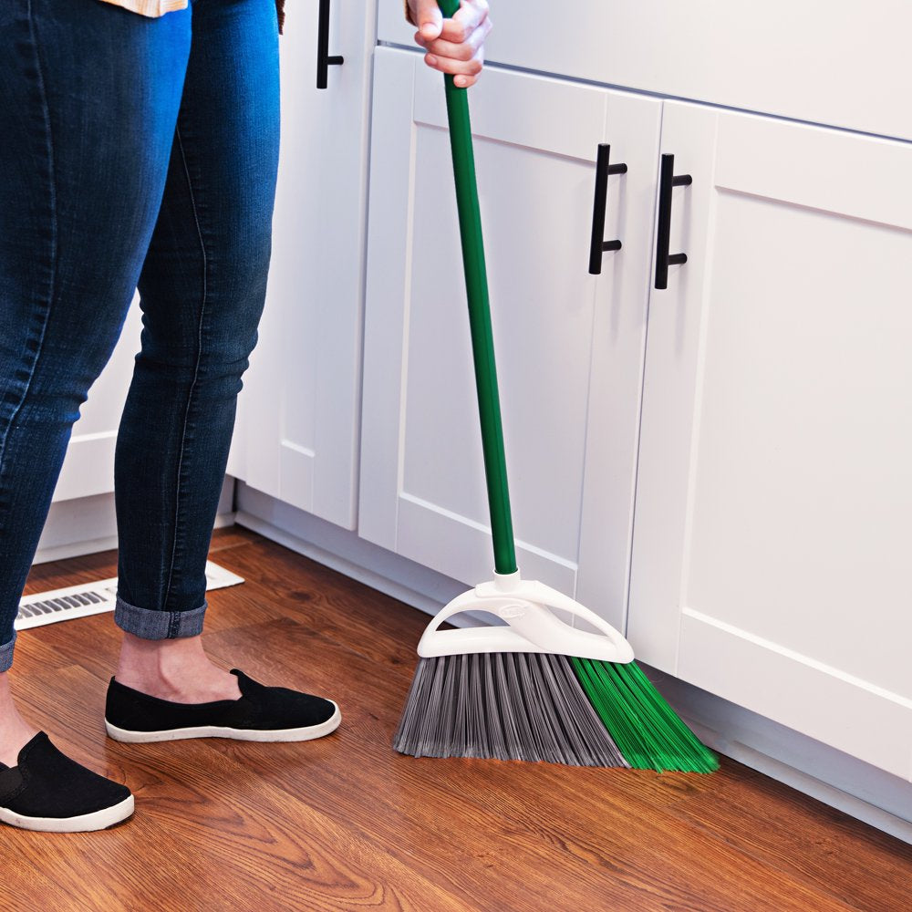 Broom Dustpan Green Electrostatic Powder Coated Steel Handel PET Broom Fibers