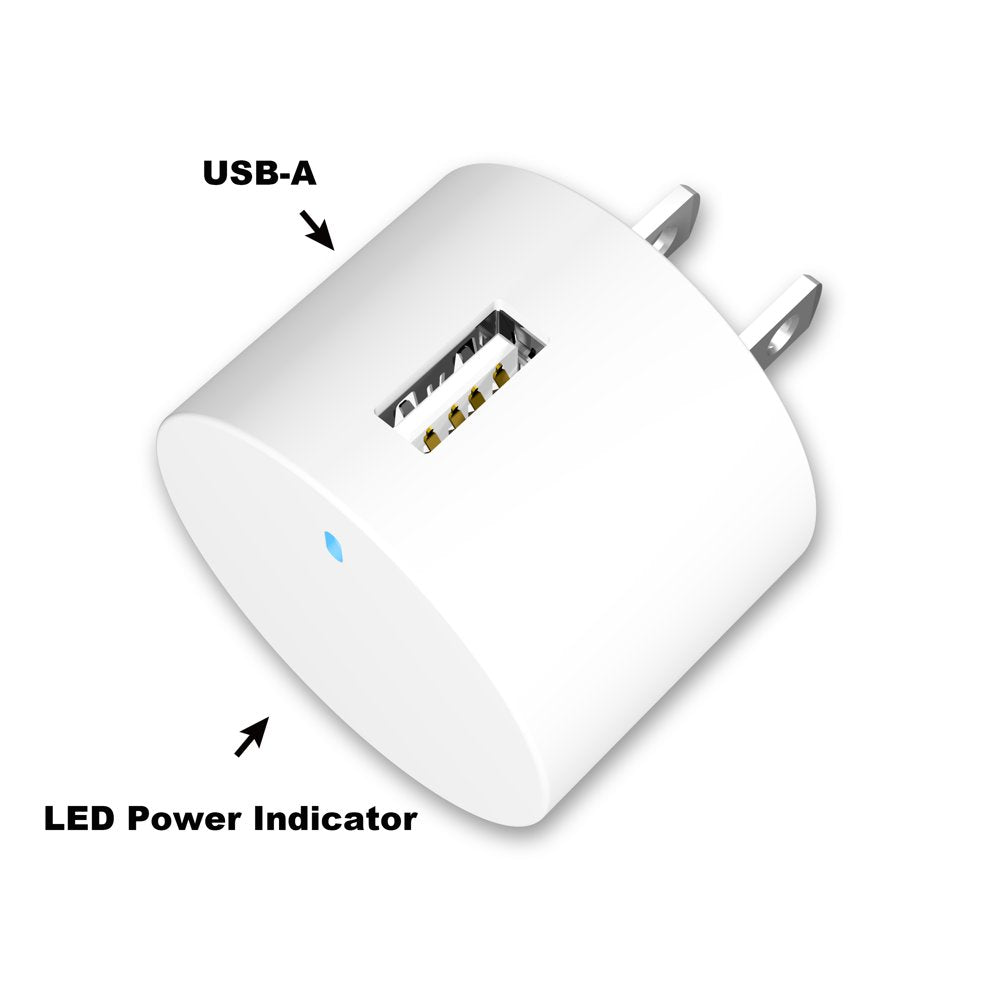  2.4A USB Wall Charger with Foldable Plug-White, for Iphone, Ipad and Android Smartphones