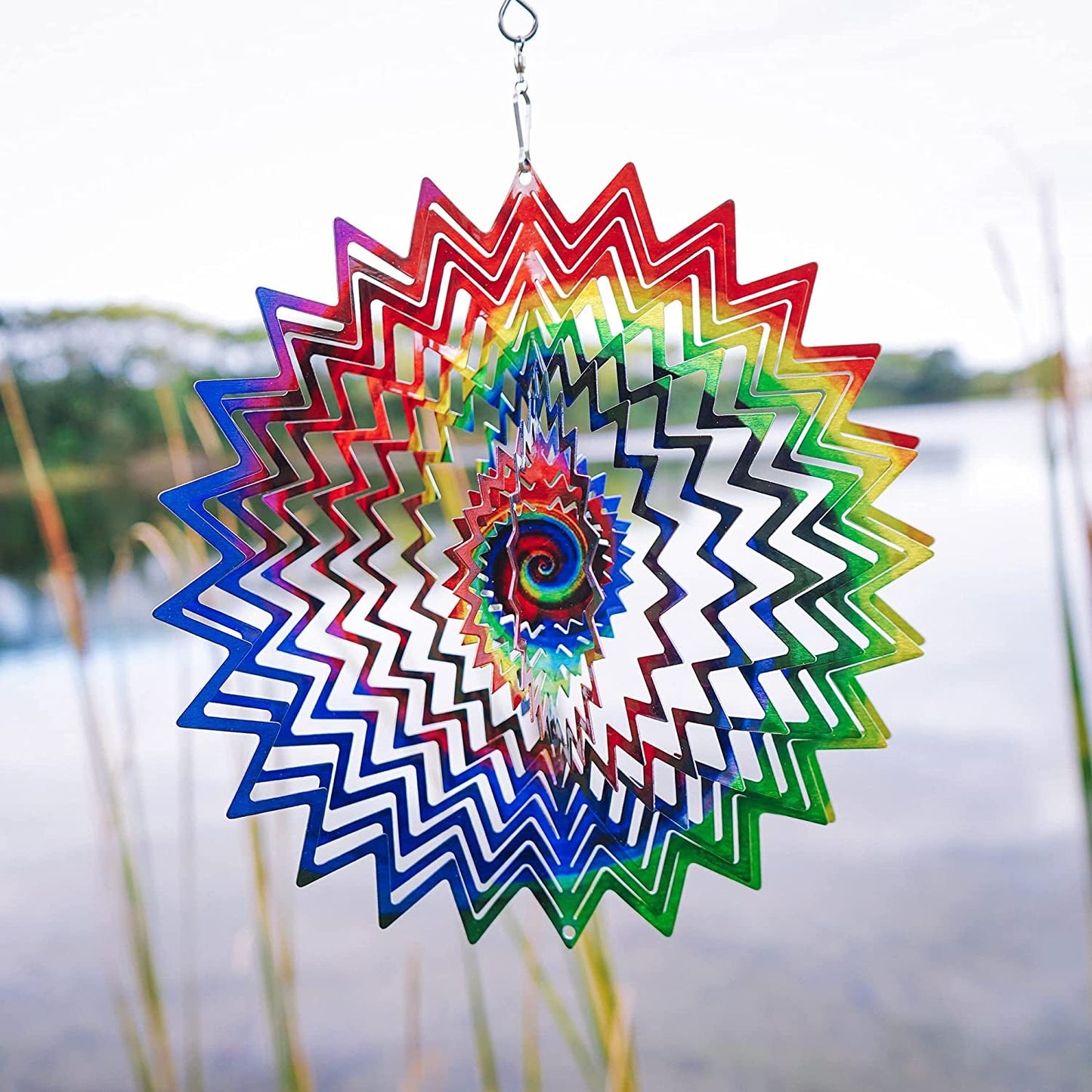  Kinetic Wind Spinner for Yard and Garden Wind Spinner Outdoor Metal Large Hanging Plantary Decor 3D Garden Art Wind Sculpture Spinners Kinetic Art Garden Decorations