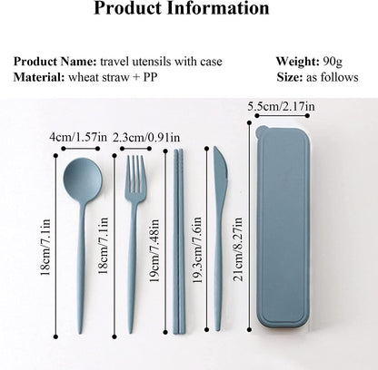 4 Sets Plastic Spoons and Forks Set Plastic Silverware, Portable Reusable Utensils Set with Case for Lunch Box, Picnic, Travel, Camping