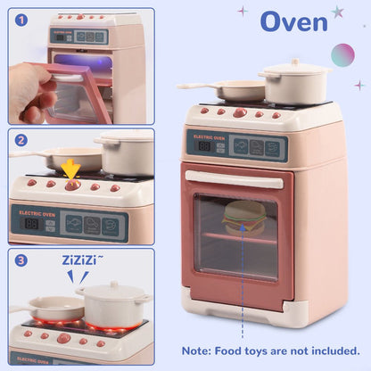 3Pcs Kids Play Kitchen with Oven, Toaster and Stirrer, Toy Kitchen Appliance for Toddlers Girls Boys Gift