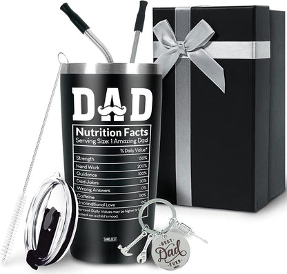  Dad Tumbler Gifts for Dad from Daughter Son - 20oz Stainless Steel Double-walled Insulated No Matter What Ugly Children Travel Mug Christmas, Birthday, Father's Day Gift Set with Lid & Straw