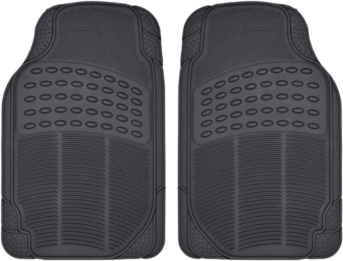  2 Piece Front Heavy Duty Front & Rear Rubber Floor Mats 