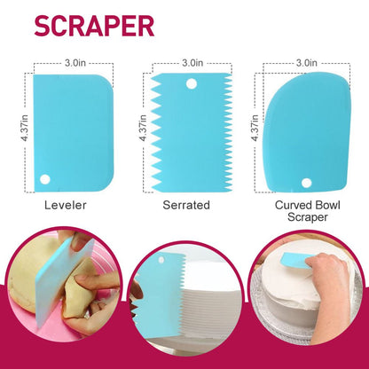 68 Pcs Cake Decorating Kit with 32 Numbered Icing Tips | 7 Korean Piping Tips | 21 Pastry Bags | 3 Cream Scrapers Baking Tools for Cake Lovers