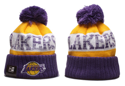 New Era Official NBA Sideline Sport Embroidered Cuffed Knit Hat with Pom