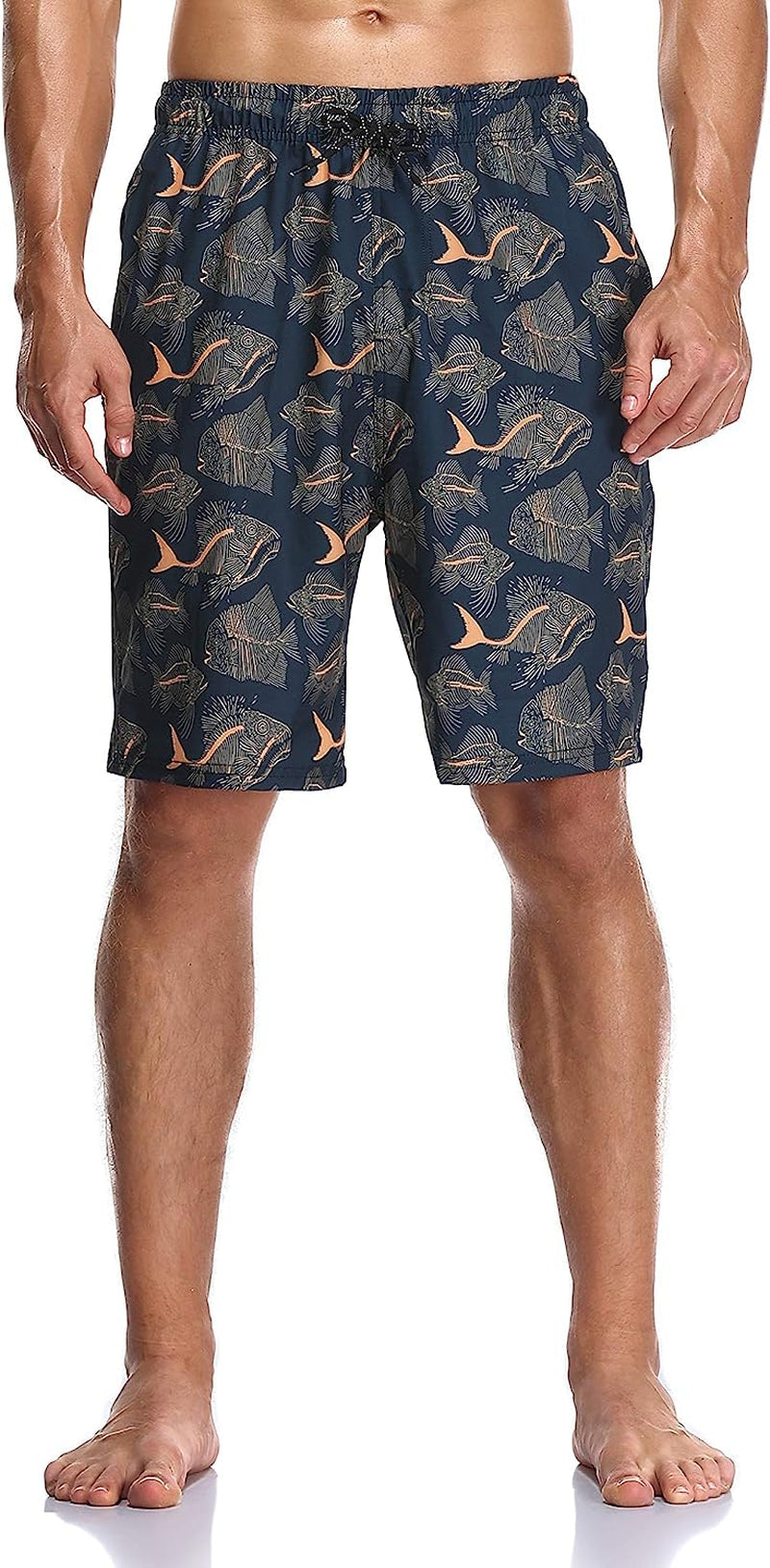  Mens Swim Trunks Quick Dry Board Shorts with Zipper Pockets Bathing Suit