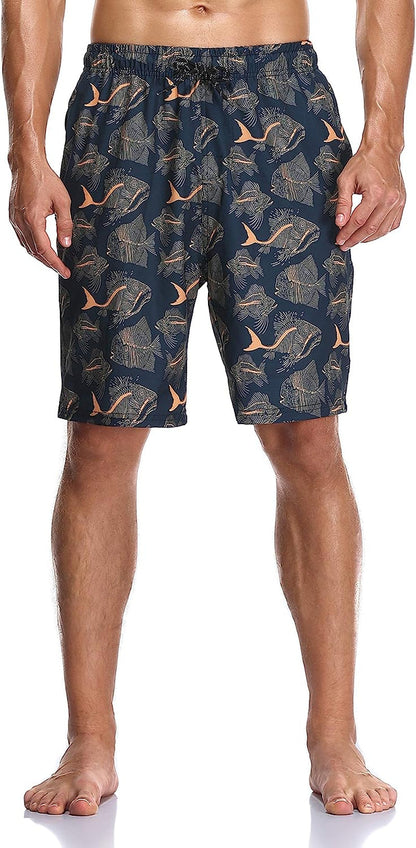  Mens Swim Trunks Quick Dry Board Shorts with Zipper Pockets Bathing Suit