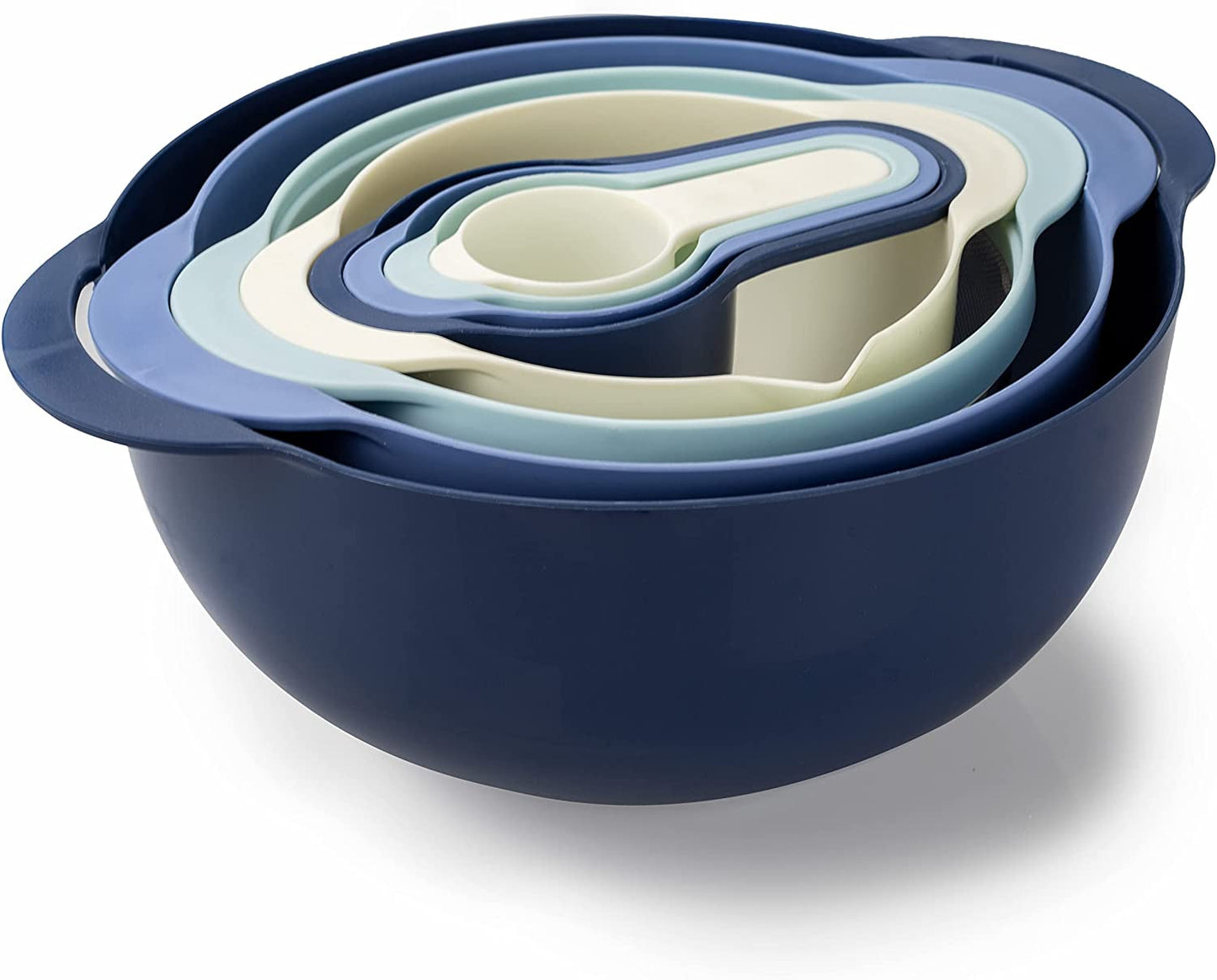 8 Piece Nesting Bowls with Measuring Cups Colander and Sifter Set 