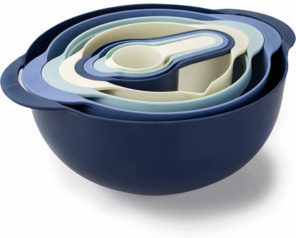 8 Piece Nesting Bowls with Measuring Cups Colander and Sifter Set 