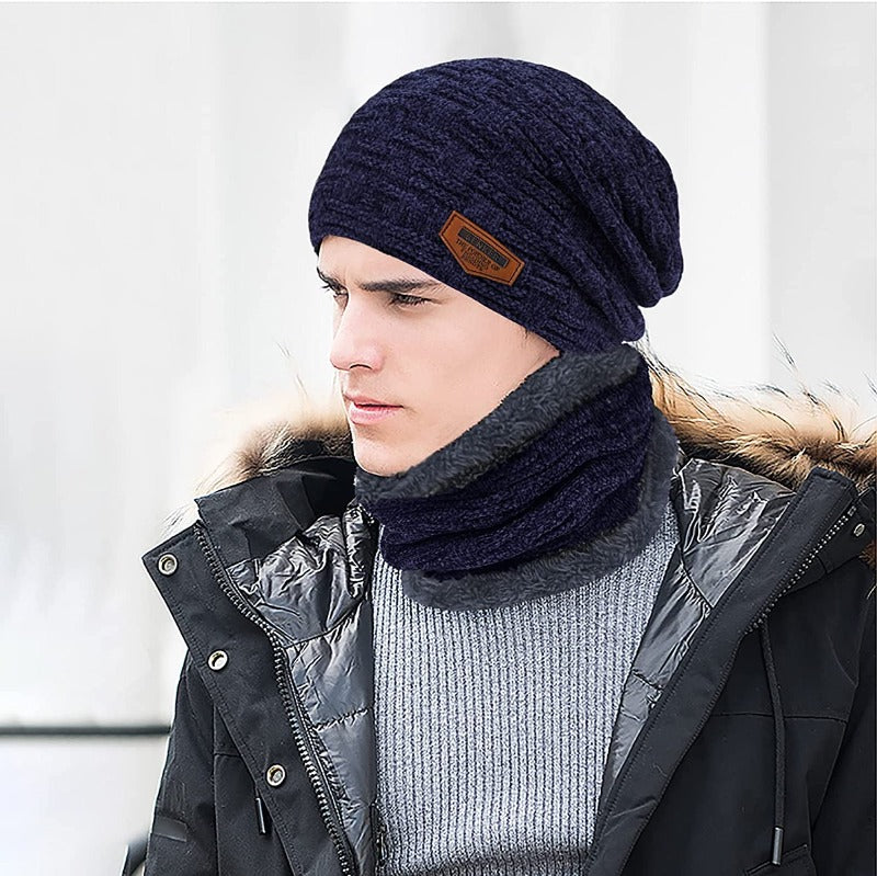 3 Pieces Winter Fleece Lined Beanie Hat, Scarf and Touchscreen Gloves Set