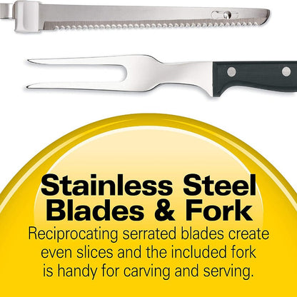 Hamilton Beach Electric Knife for Carving Meats, Poultry, Bread, Crafting Foam & More Includes Storage Case & Serving Fork