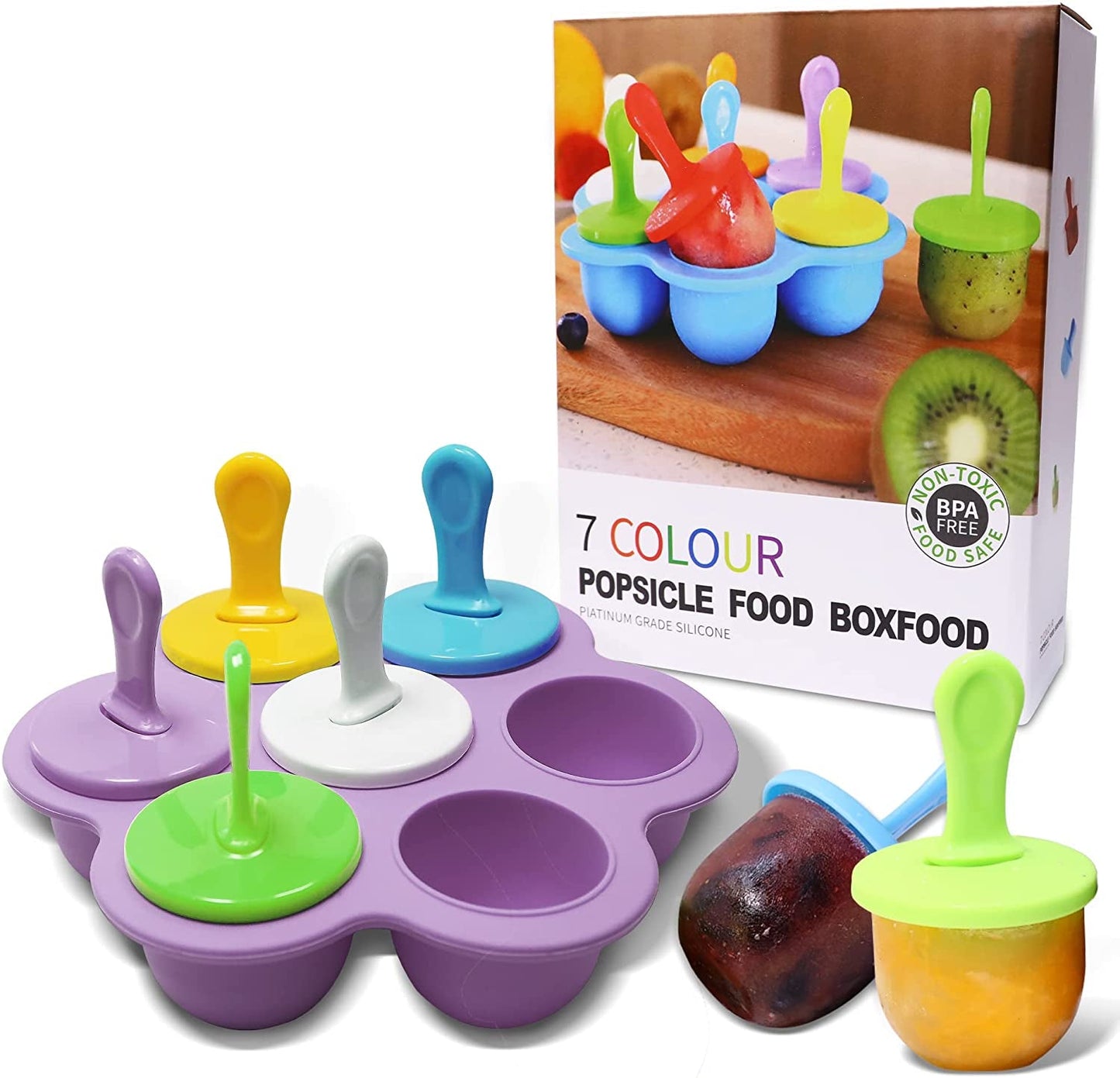  Holders for Kids Drip Free Ice Cream Sticks for Ice Pop Molds Colorful Craft Stick (7 PCS)