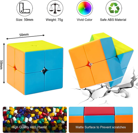 2x2x2 Speed Cube - Fast Smooth Turning - Solid Durable & Stickerless