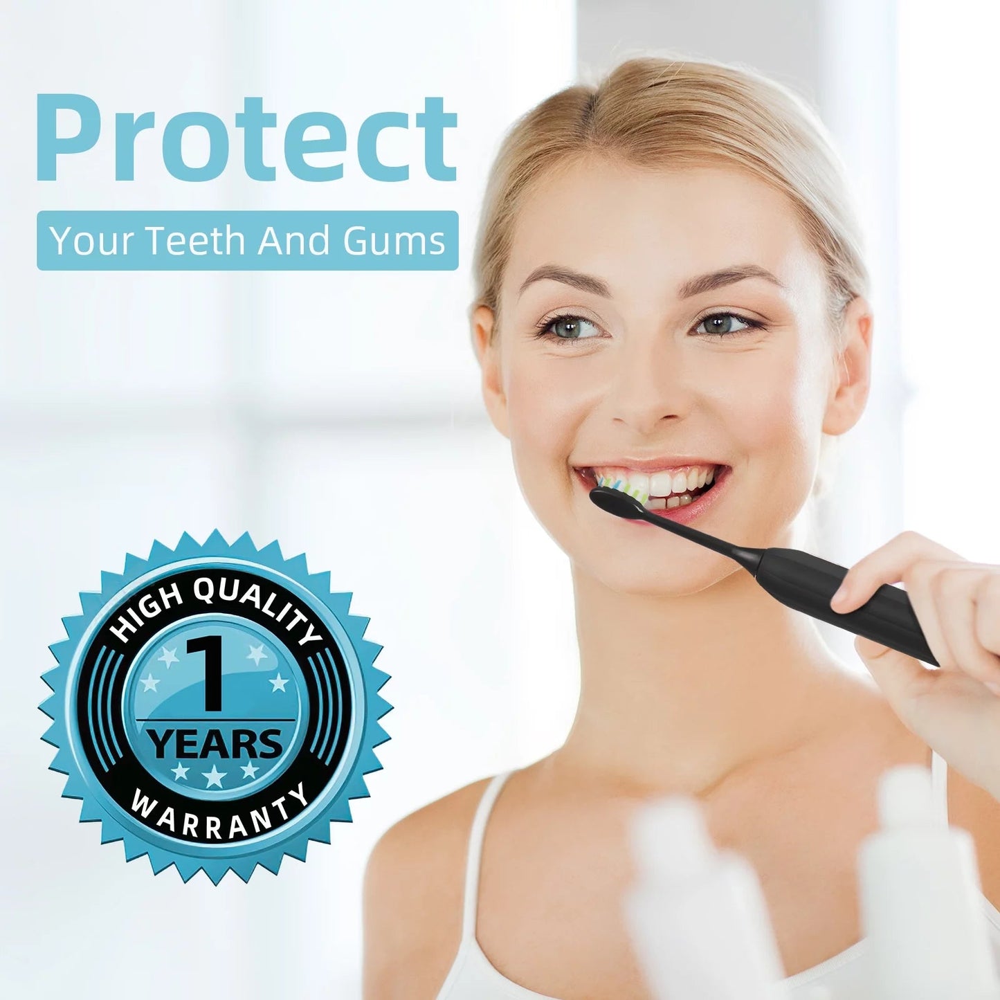 Sonic Electric Toothbrush-One Charge for 90 Days with 6 Brush Heads
